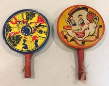 KIRCHHOF LIFE OF THE PARTY Dancers Clown Tin Rattle Noise Maker Set of 2