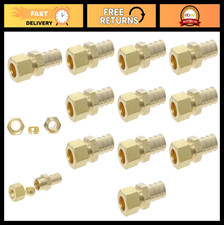 10 Pack 1/2" PEX to 3/8" OD Compression Straight Adapter - Brass, NSF Certified
