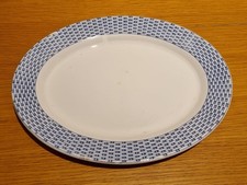 1930s Antique SOHO POTTERY 'Solian Ware' BASKET WEAVE Pattern 12" OVAL PLATTER