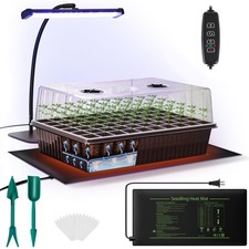 Self-Watering Seed Starter Kit with Grow Light & Heat Mat for Indoor Gardening