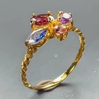 Jewelry gemstone Natural Rhodolite Ring 925 Sterling Silver Size 8 /R471846