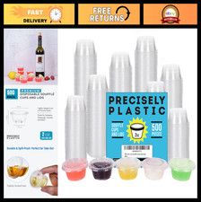 500 Sets 2oz Disposable Plastic Portion Cups with Lids - Ideal for Sauces, Sampl