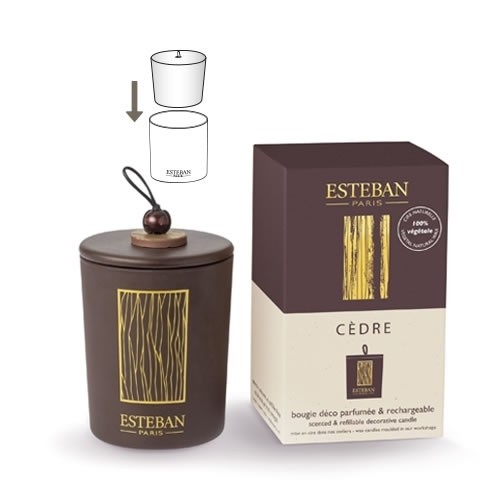 Bougie cèdre rechargeable Esteban 170g pour vos soirées cocooning