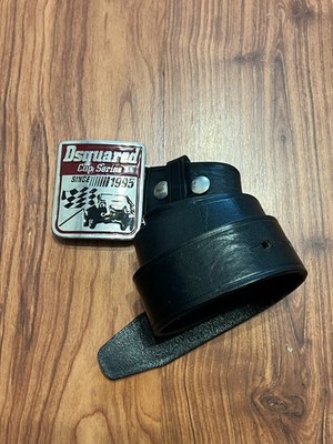Dsquared2  Cup Series Since 1995  Vintage Belt   Big Metal Buckle   Black Leathe