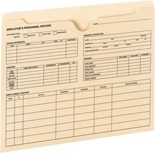 Smead Employee Record File Jacket, Reinforced Straight-Cut Tab, Flat-No Expansio