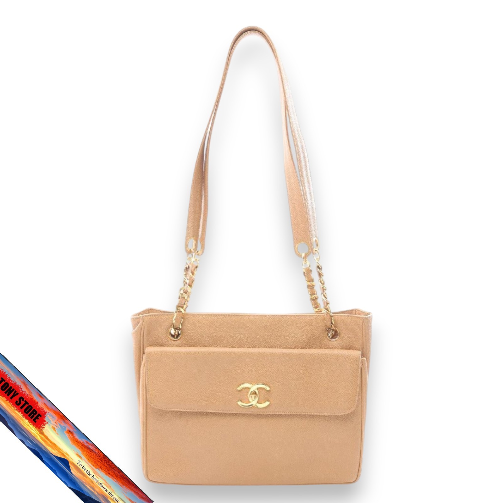 Chanel Caviar Skin Tote Bag Grained Calf Leather OffWhite Brand In Bag