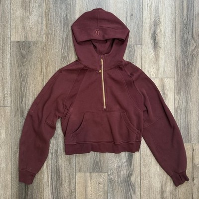 Lululemon Scuba 1/2 Zip Cropped Fleece w/ Pockets Women s Size M/LBurgundy