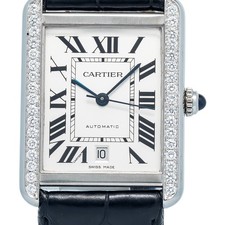 Cartier Tank Solo 3800 W5200027 Aftermarket Diamond Bezel Silver Dial Auto 31mm 2