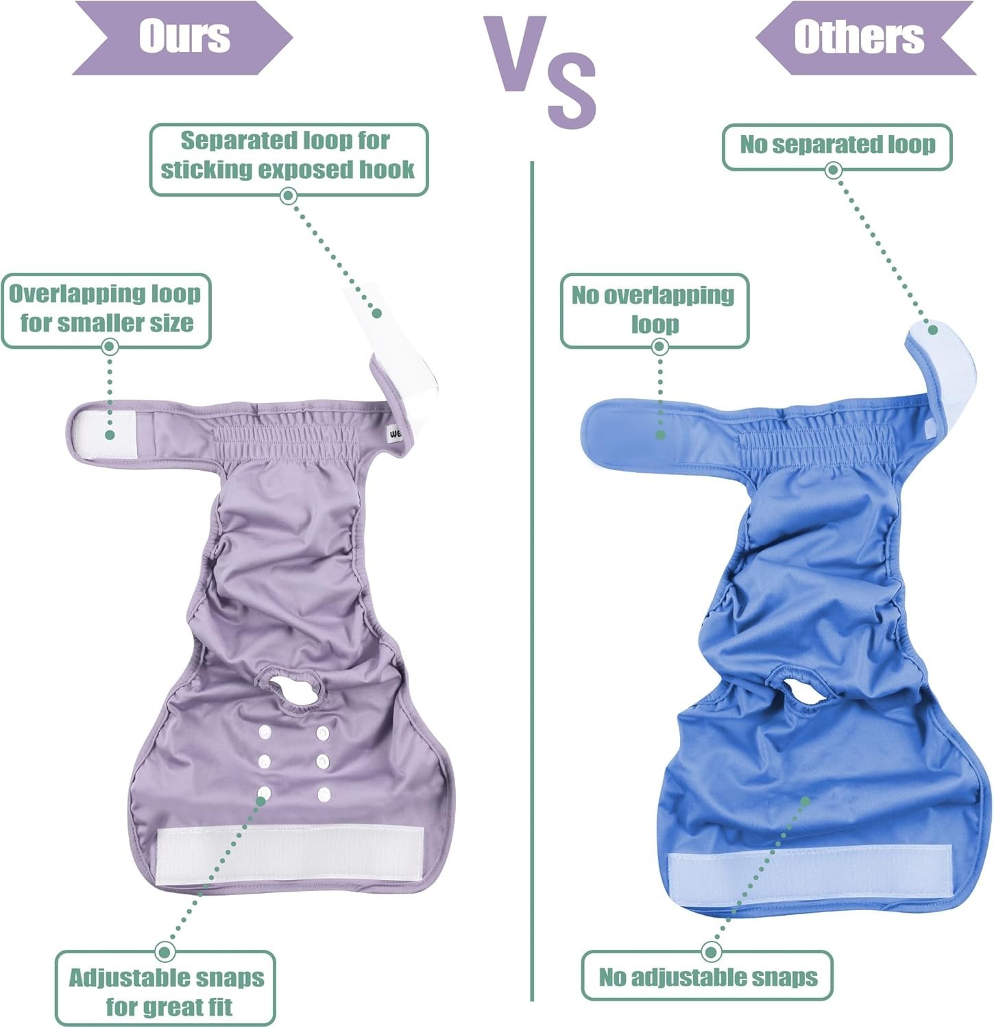 wegreeco Washable Reusable Premium Dog Diapers, Pack of 3, XL