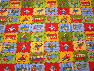 Debbie Mumm for Jo-Ann Fabric Cotton Zoo Animals Traveling Bus Plane 35'' x 44''