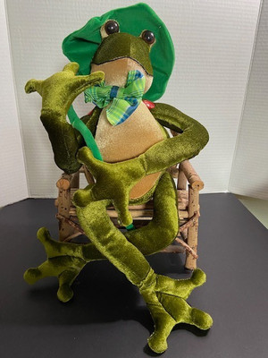 Anthropomorphic Frog With Lily Pad & Bow Tie, Posable 18'' Plush Toy, W/O Chair