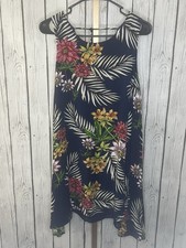 Umgee Boho Palm Leaf Sleeveless Swing Dress Hawaiian Large