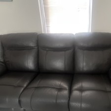 Black Leather 3-Seater Sofa Couch 220cm Length x 95cm Width x 90cm Height