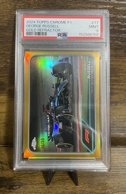 Topps 2024 Chrome Formula 1 F1 Cars George Russell #77 Gold /50 PSA 9