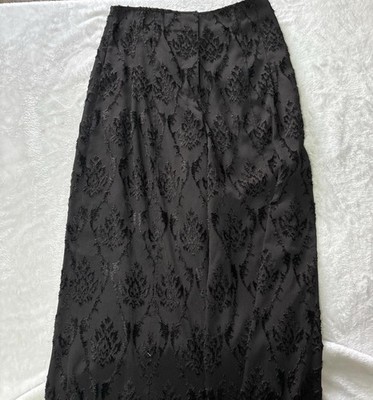 Women's ULLA JOHNSON Vintage Black Textured Pattern Wide Leg Fashion Pants