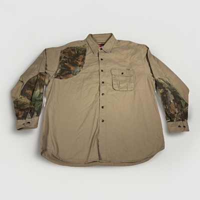#ad Wrangler Pro Gear Shooting Shirt Men 2XL Khaki Shoulder Pad Camo Mossy Oak $19.37