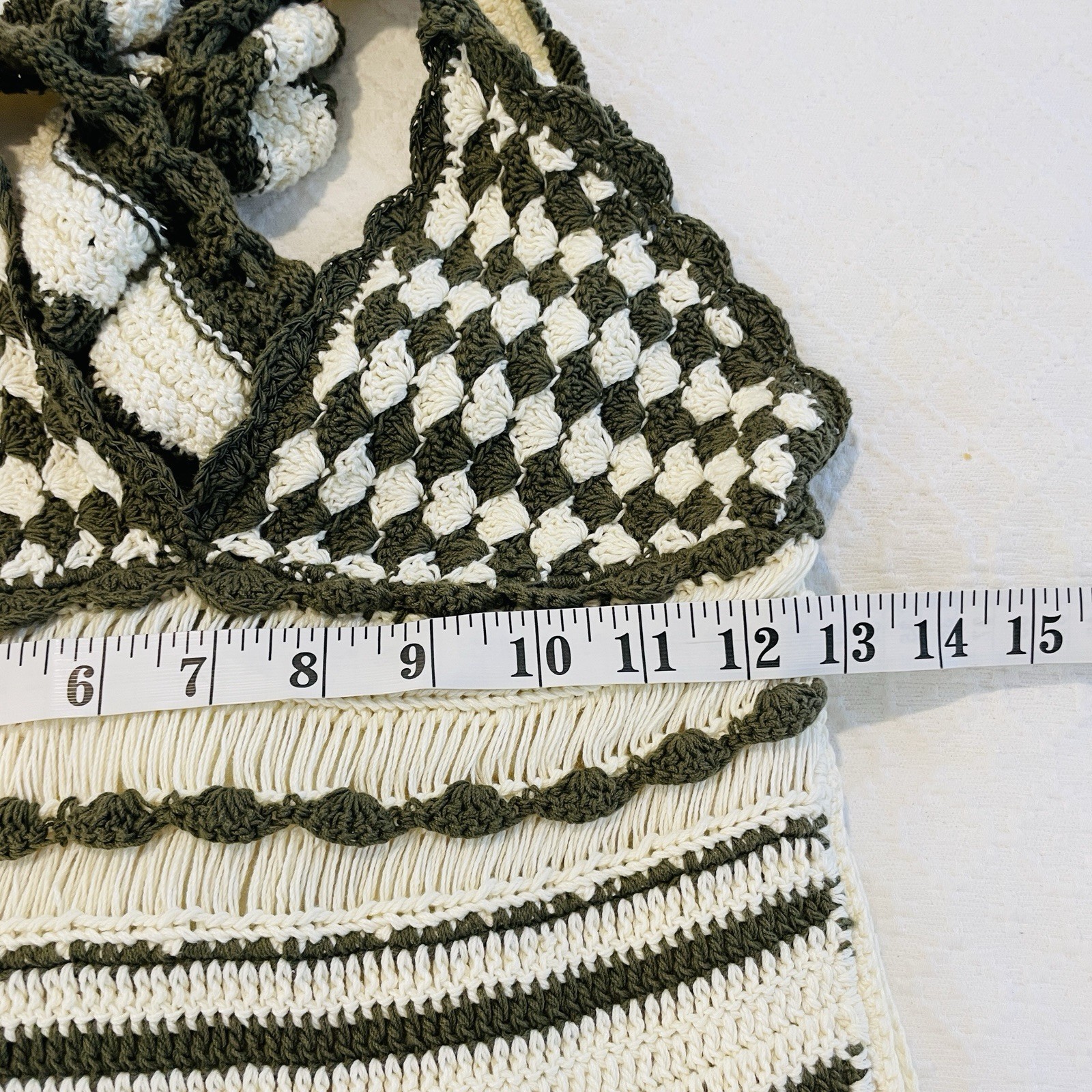 Zimmermann Devi Frill Cotton Crochet Midi Dress Size 0/AU 8/US 4 Cross Back Tie