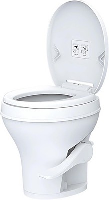 SEAFLO RV Toilet 18.5'' Standard Height Gravity Flush w/ Foot Pedal & Seat.