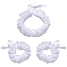 Elizabethan Renaissance Collar Cuffs Set Ruffle Layered Clown Stand Neck Chok...