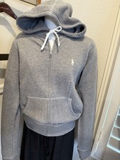NWT Polo Ralph Lauren Women  s Full Zip Hoodie Sweatshirt Grey HTR Size S M