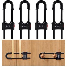 4 Packs U-Shaped Sliding Cabinet Locks, Baby Proofing Cabinets with Adjustable