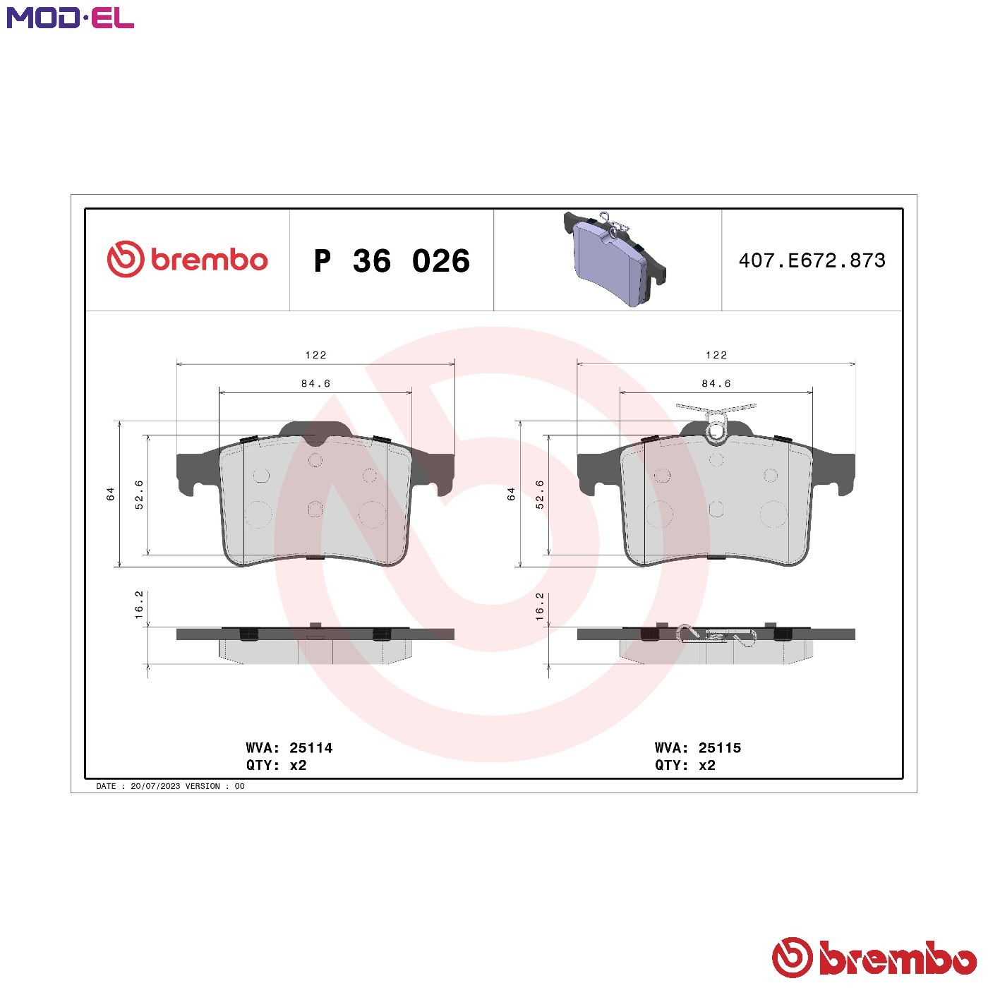 Brake pads P 36 026 BREMBO for JAGUAR XJ XK II Coupe XF I XK II Convertible - Image 5