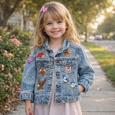 Levi s Girls Denim Jacket Patch Size 6 Made In Usa.