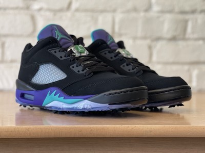 Nike Air Jordan Retro V 5 Low Golf Shoe Black Grape Spike Mens