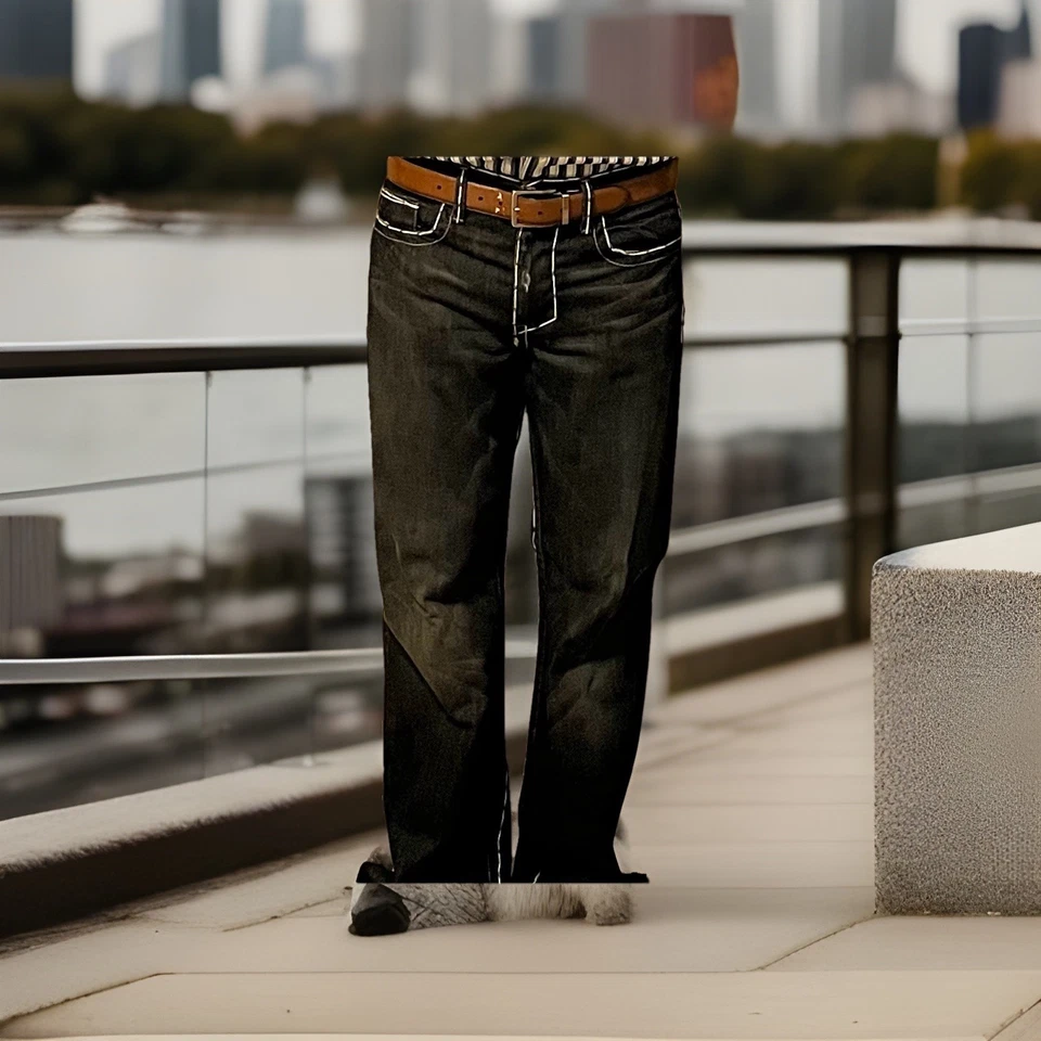 Pantalones de mezclilla Monarchy para hombre azules 33x33 elegantes ropa clásica pierna recta Foto 2 de 4