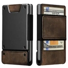 Mens Wallet Slim Metal Card Holder Cash Strap Minimalist Pull Tab Wallet for Men