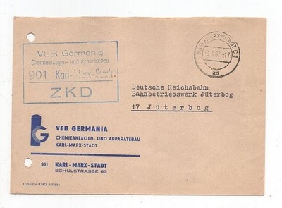 DDR Dienst ZKD Brief Karl Marx Stadt 3.3.67 VEB Germania Chemieanlagen Apparate