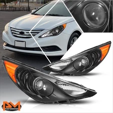 For 11-14 Hyundai Sonata Projector Headlight OE Replacement Amber Corner Black