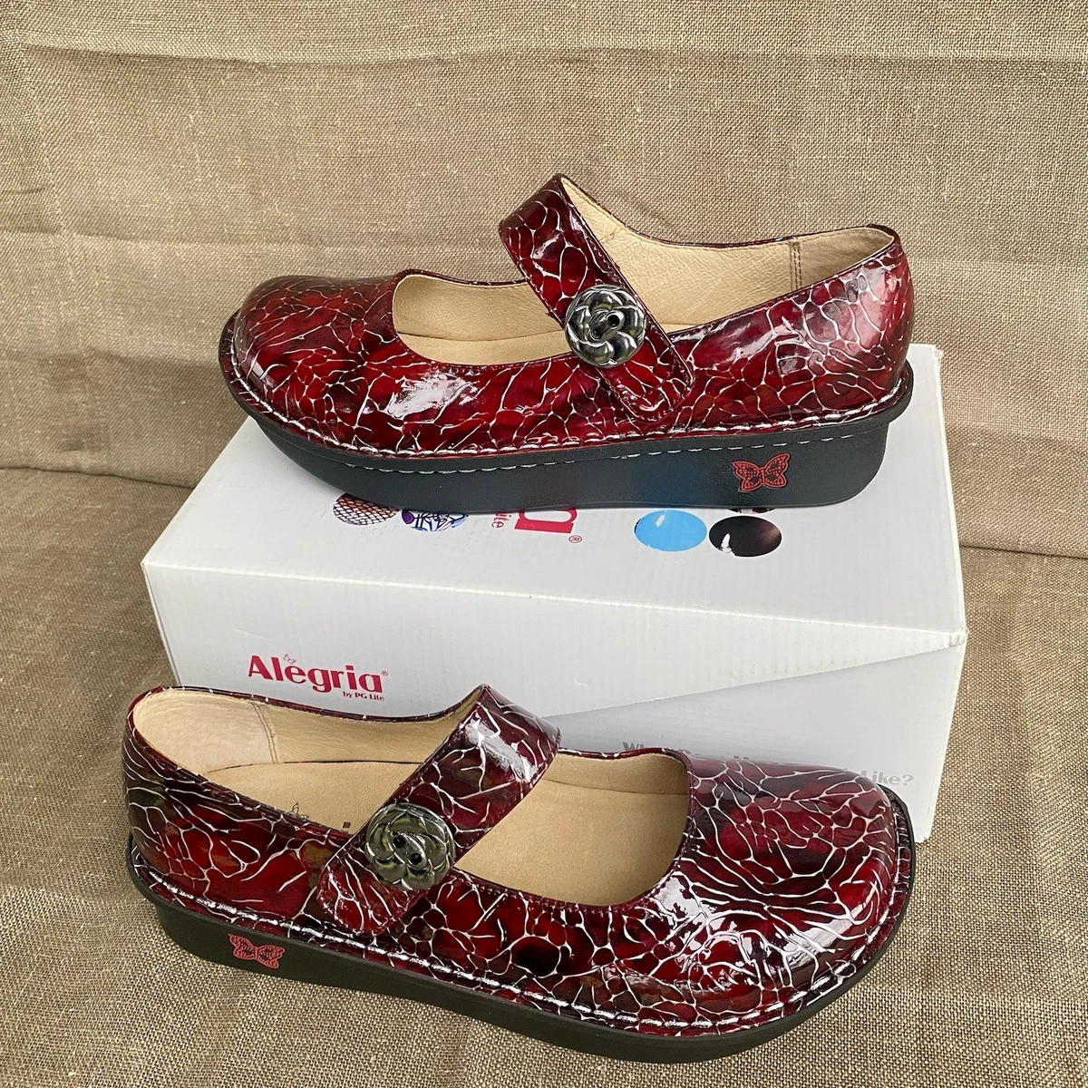 Alegria Red Low (1-1.9 in) Heel Height Comfort Shoes for  display picture 1