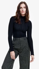 NEW, Smythe Pointelle Knit Turtleneck in Black Size S #S030