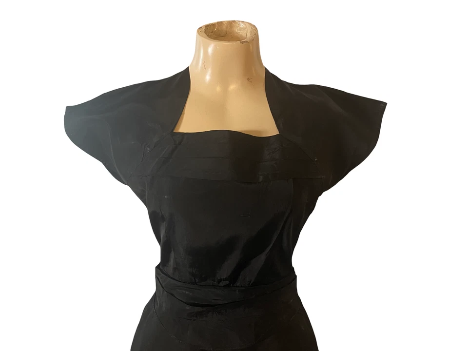 VESTIDO FALDA COMPLETA TAFETÁN NEGRO VINTAGE AÑOS 50 Foto 3 de 4