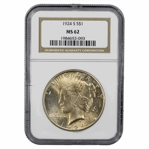 1924S Silver Peace Dollar $1 NGC MS 62