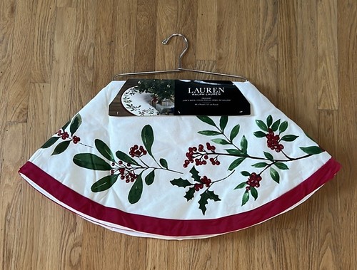 Neu Ralph Lauren Weihnachtsbaum Rock 48" rund rot Stechpalme beere neu mit Etikett $ 65 - Bild 1 von 4