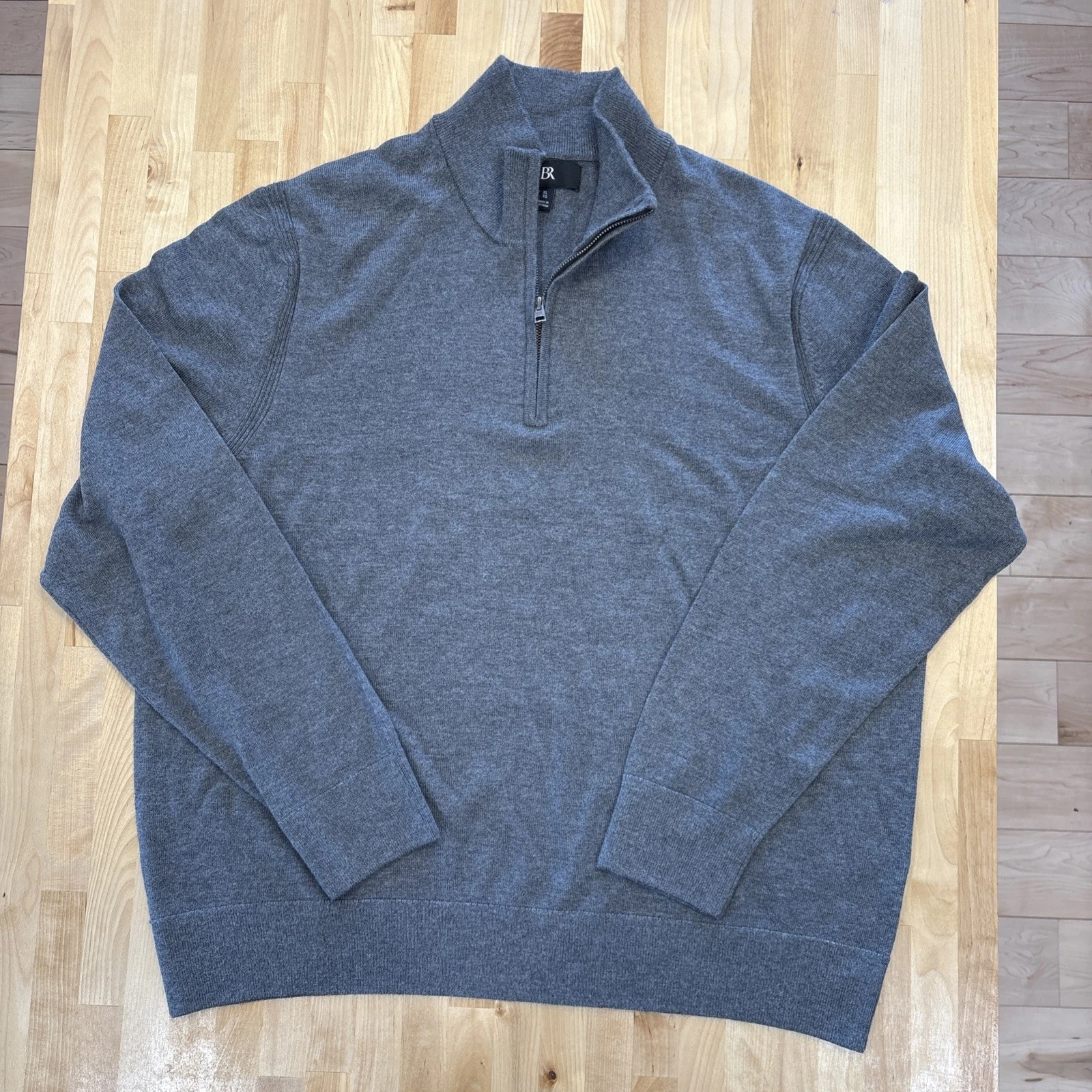 Banana Republic Italian Fine Merino Wool 1/4 Zip Sweater Gray Sz XL lightweight