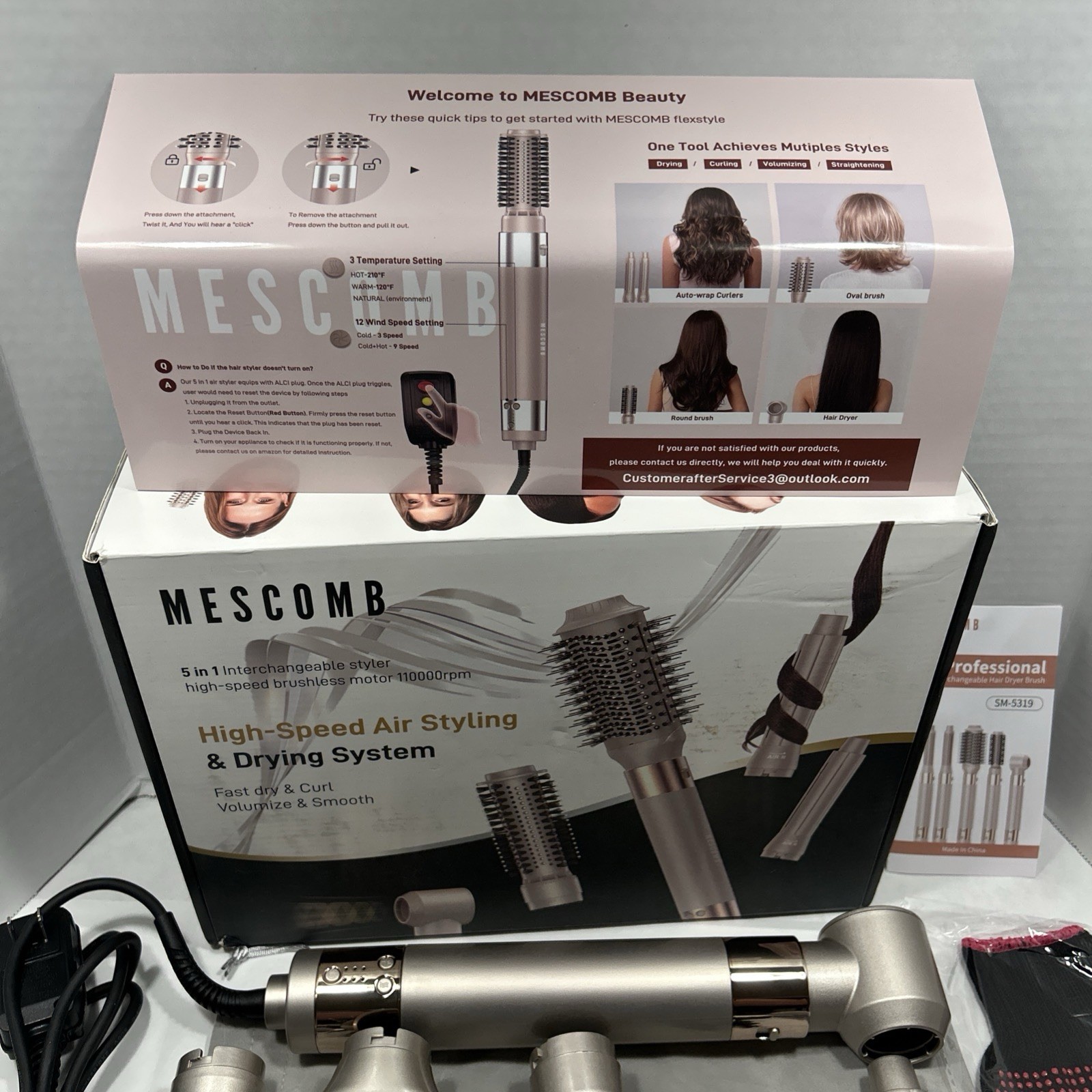 5 in 1 Hair Air Styler - Hair Dryer Brush 110000 RPM for Fast Drying & Hot-Air