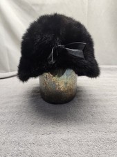 Vincent Bill New York Fur Woman s Hat Black With Bow Vintage