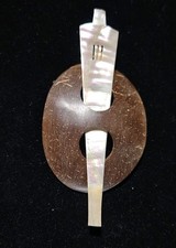 Coconut Shell Sarong Buckle W/MOP Mother Of Pearl Hair Stick