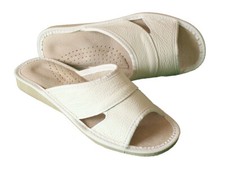 Women's 100% Natural Leather Slippers Mules Slip On Open Sandals