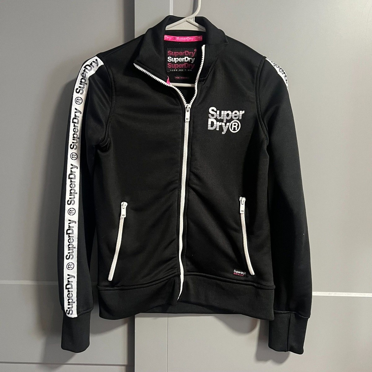 Superdry Womens Fashion Fitness Tricot Track Top Full Zip Jacket Black Size  XXS