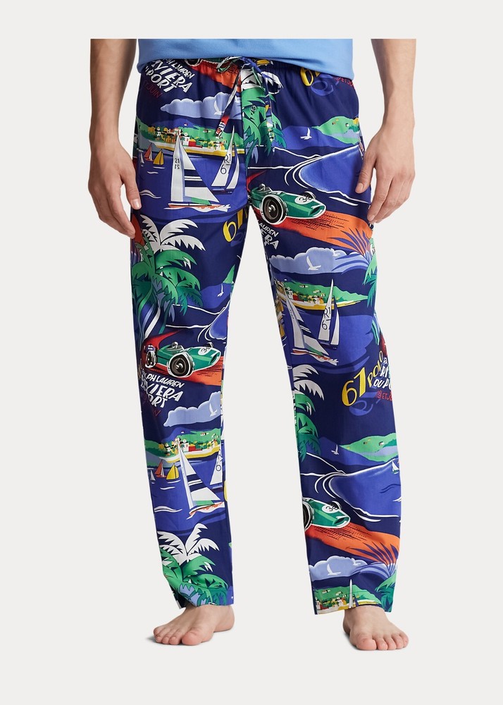 Polo Ralph Lauren Men's Riviera Du Port Racing Print Woven Pajama Lounge Pants