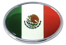 mexico oval flag chrome auto emblem decal usa made