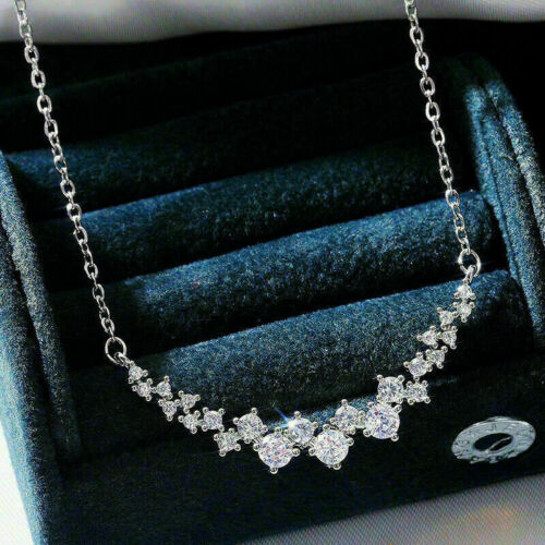 3Ct Round Cut VVS1D Diamond Women's Necklace in 14K White Gold FN 18 Free Chain - Picture 5 of 5