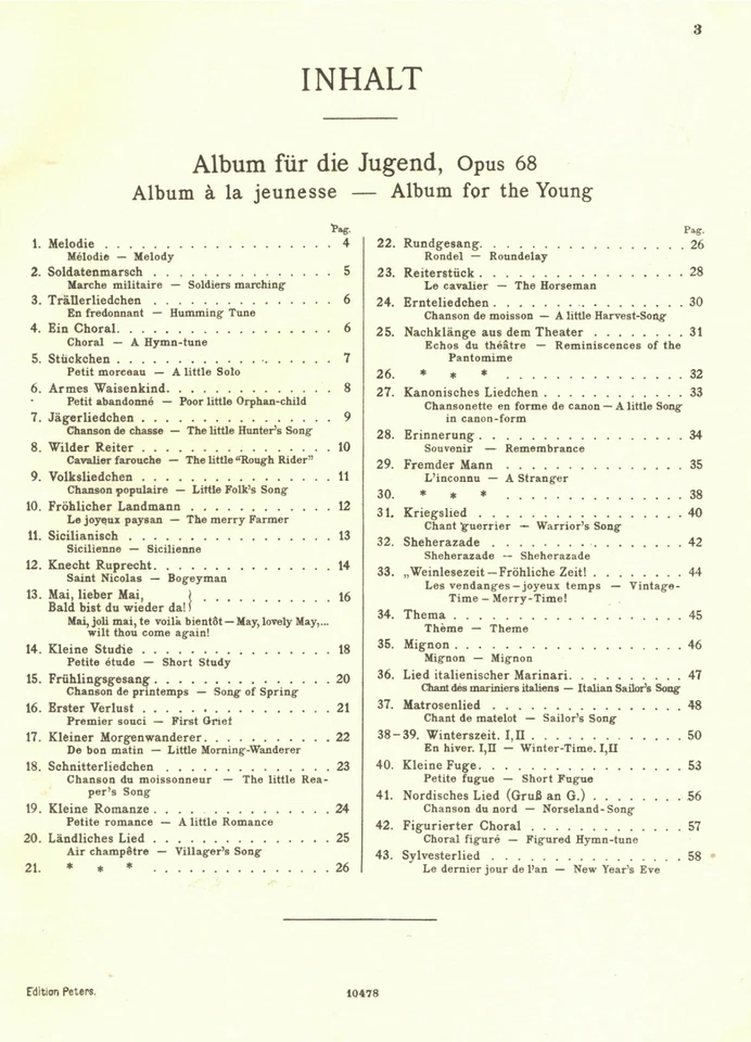 Schumann Album For Young Opus 68 Piano Sheet Music Book - Image 2 of 4