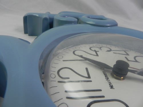 VTG BURWOOD PRODUCTS BATH New Haven Wall Clock BABY Blue Mid Century WORKS - Picture 8 of 12