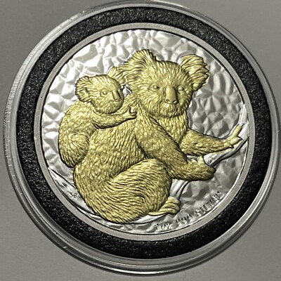 2008 Australian Koala Bear 24k Gold Gilded Coin 1 Troy Oz .999