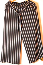 Palazzo Trouser Culotte Wide-Leg Pants Navy White Striped Women's sz S